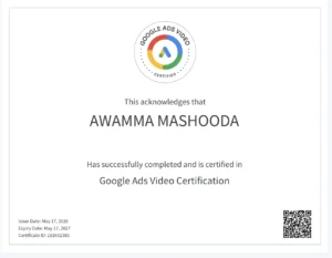 google ads certificate of best digital marketer in bangalore