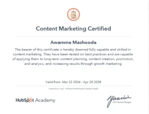 hubspot certificate of best digital marketer in bangalore